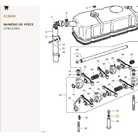 Contre-Ecrou Unf A Six Pans (x10) DIN985 3/8 " UNF - pour Massey Ferguson - Adaptable - Ref origine : 376123X1