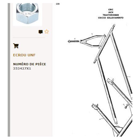 Ecrou 5/8 Unf (x10) DIN934 5/8 " UNF - pour Massey Ferguson - Adaptable - Ref origine : 353427X1