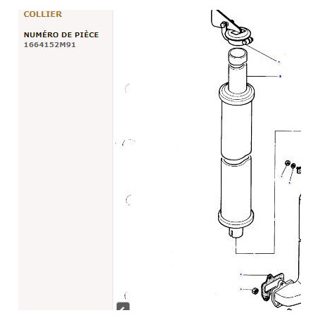 Collier d'échappement - pour Massey Ferguson - Adaptable - Ref origine : 1664152M91