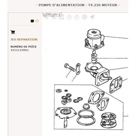 Kit de réparation p/ Perkins - pour Massey Ferguson - Adaptable - Ref origine : 4222125M91