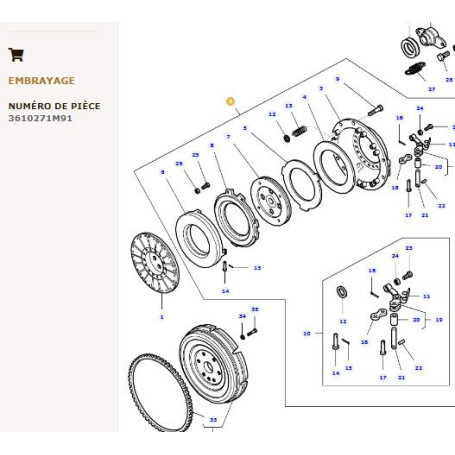 Embrayage automatique double KGA3 - pour Massey Ferguson - Adaptable - Ref origine : 3610271M91