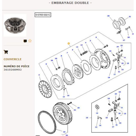 Embrayage automatique double KGA3 - pour Massey Ferguson - Adaptable - Ref origine : 3610268M92