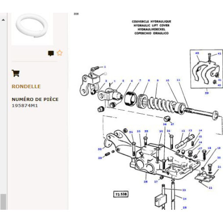 Rondelle - pour Massey Ferguson - Adaptable - Ref origine : 195874M1