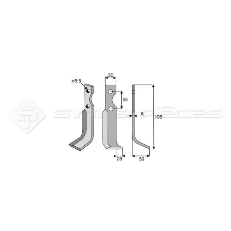 Lame cintrée - Droite   - GRILLO - Ref : SYL212015D