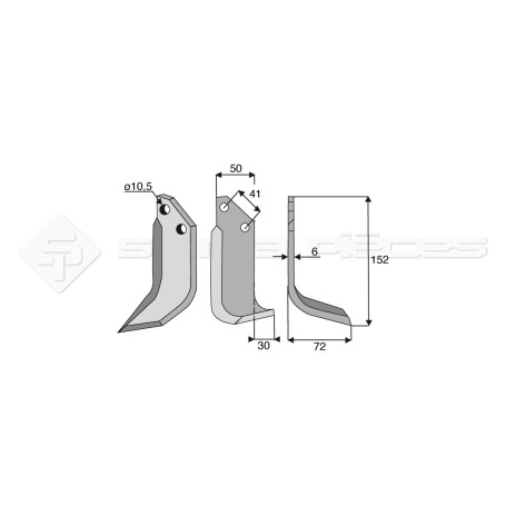 Lame cintrée - Droite   - GRILLO - Ref : SYL212005D