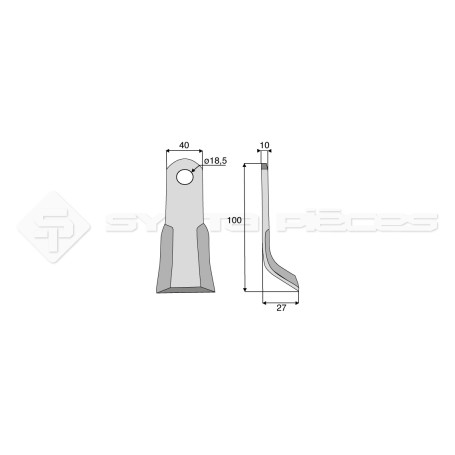 Couteau Y  - Palladino - Long. : 100mm - Diam du trou : 18.5mm