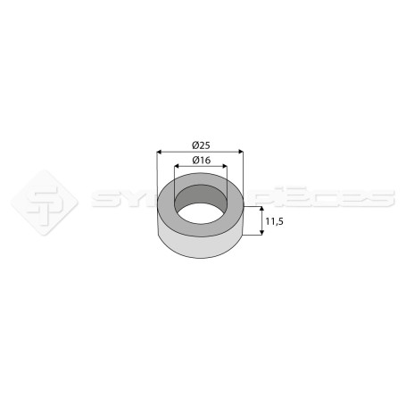 Bague / Entretoise / Rondelle  - Roll - Long. : 11.5mm - Diam du trou : 16mm