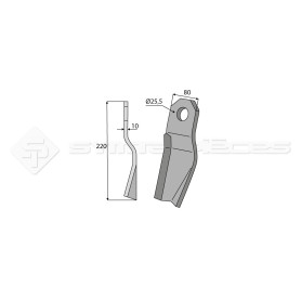 Couteau de gyrobroyeur  - Roll - Long. : 220mm - Diam du trou : 25.5mm - Rotation : D - Ref: SYL6364INDD