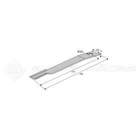 Couteau de gyrobroyeur  - Schulte - Long. : 780mm - Diam du trou : 38.5mm - Rotation : D - Ref: SYL630204D