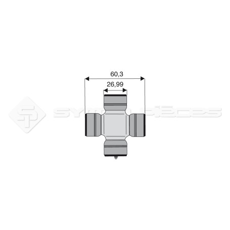 Croisillon circlips extérieurs - Diam. Croisillon : 26.99mm - Long. Entre circlips : 60.3mm