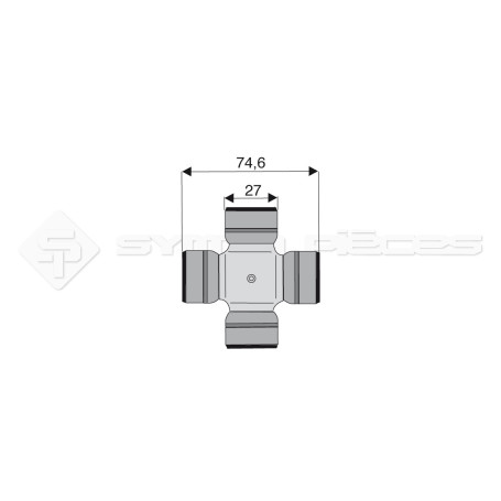 Croisillon circlips extérieurs - Diam. Croisillon : 27mm - Long. Entre circlips : 74.6mm