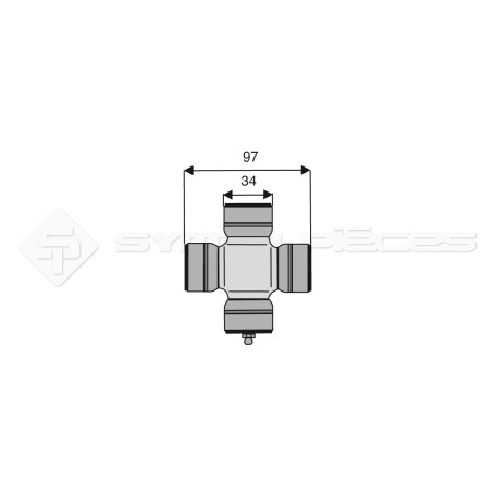 Croisillon circlips extérieurs - FORD. CASE IH. JD - Diam. Croisillon : 34mm - Long. Entre circlips : 97mm