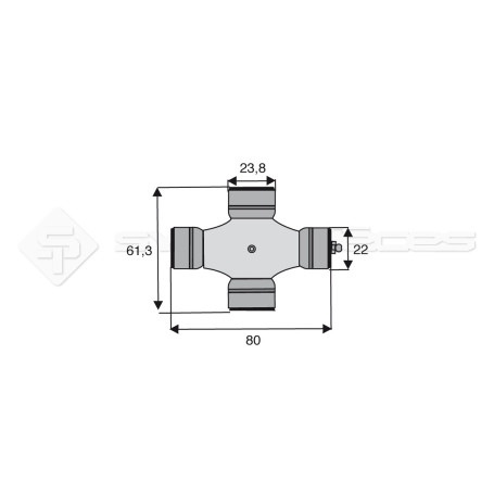 Croisillon circlips extérieurs - BENZI - Longueur: 61.3mm - Diam. Croisillon : 23.8mm