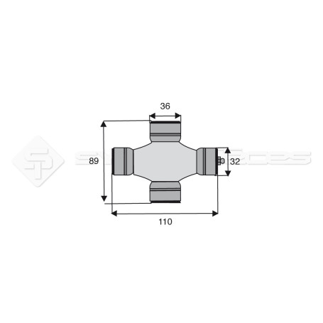 Croisillon circlips extérieurs - BENZI - Longueur: 89mm - Diam. Croisillon : 36mm