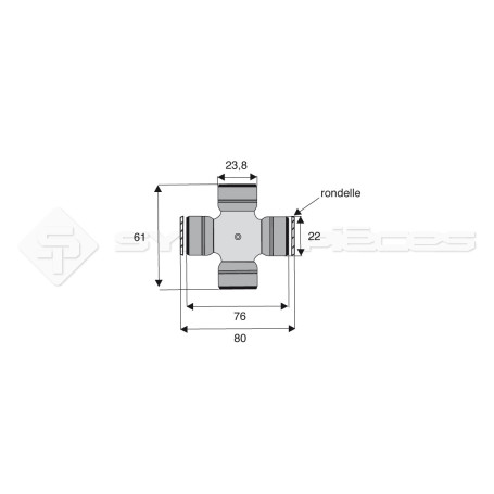 Croisillon circlips extérieurs - WALTERSCHEID - Longueur: 61.3mm - Diam. Croisillon : 23.8mm