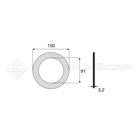 Garniture - Alésage : 91mm - Hauteur : 3.2mm - Diam. Ext : 150mm - Réf: DA17658