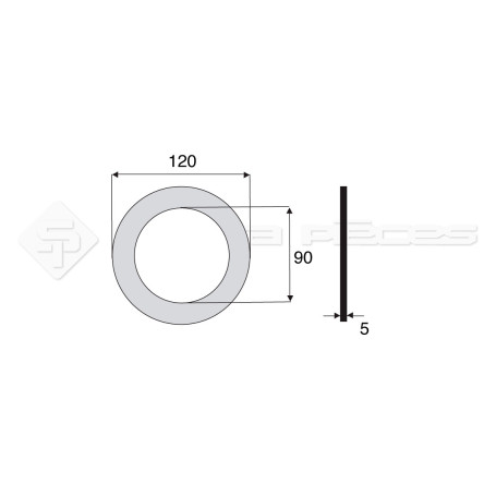 Garniture - Alésage : 90mm - Hauteur : 5mm - Diam. Ext : 120mm - Réf: DA17674