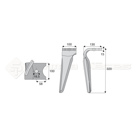 Dent de herse rotative - Rot. Droite - pour MALETTI