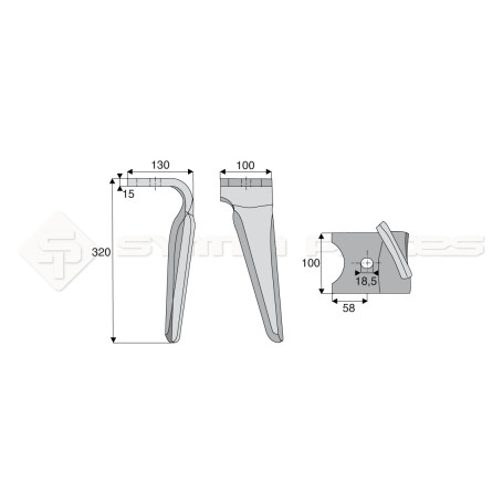 Dent de herse rotative - Rot. Gauche - pour MALETTI