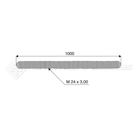 Tige filetée - Diam. : 24 - Pas : 300 - L : 1000mm