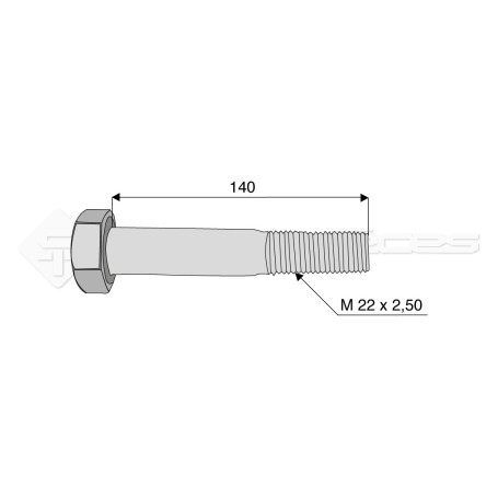 Vis - Diam. : 22 - Pas : 250 - L : 140mm