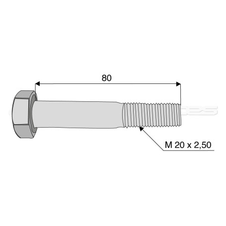 Vis - Diam. : 20 - Pas : 250 - L : 80mm