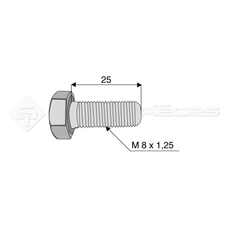 Vis - Diam. : 8 - Pas : 125 - L : 25mm