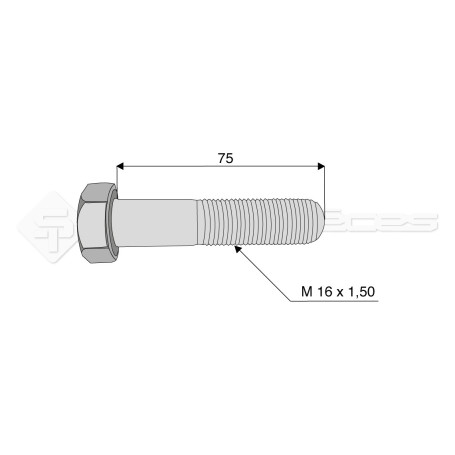 Vis - Diam. : 16 - Pas : 150 - L : 75mm - Vendu par x25