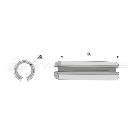 Goupille élastique - Diam. : 5 - Pas :  - L : 30mm