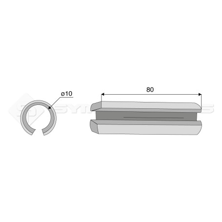 Goupille élastique - Diam. : 10 - Pas :  - L : 80mm