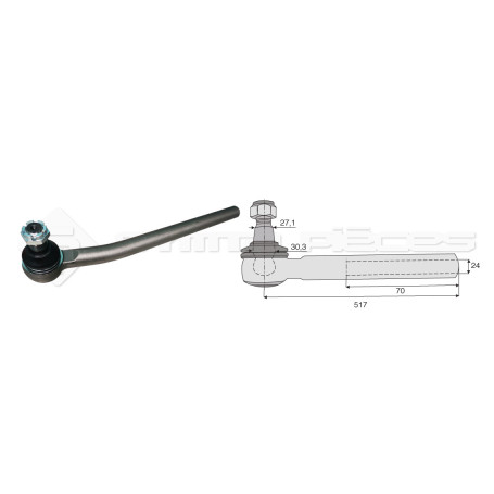 Tirant pour joint axial -- Base cône: 27.1 - Haut cône: 30.3 - Long. Rotule: 517  - Ref. 70701