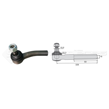 Tirant pour joint axial -- Base cône: 19.9 - Haut cône: 22.3 - Long. Rotule: 328  - Ref. 70778