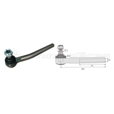 Tirant pour joint axial -- Base cône: 27.1 - Haut cône: 30.3 - Long. Rotule: 230  - Ref. 70783