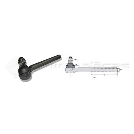 Tirant pour joint axial -- Base cône: 24.5 - Haut cône: 28.4 - Long. Rotule: 260  - Ref. 70168