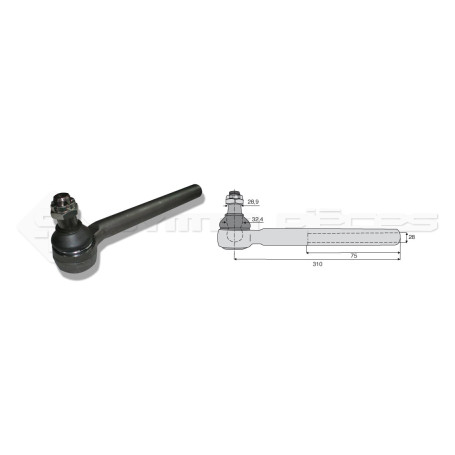 Tirant pour joint axial -- Base cône: 28.9 - Haut cône: 32.4 - Long. Rotule: 310  - Ref. 70144