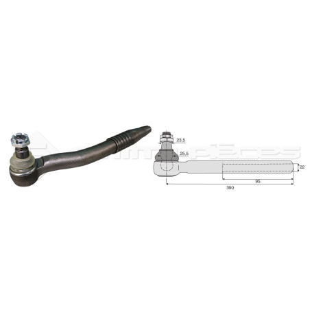 Tirant pour joint axial -- Base cône: 23.5 - Haut cône: 25.5 - Long. Rotule: 390  - Ref. 80133