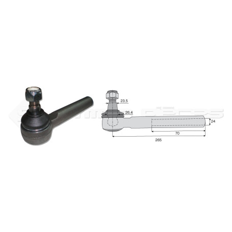 Tirant pour joint axial -- Base cône: 23.5 - Haut cône: 26.4 - Long. Rotule: 265  - Ref. 70285