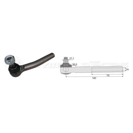 Tirant pour joint axial -- Base cône: 27.1 - Haut cône: 30.3 - Long. Rotule: 182  - Ref. 70968