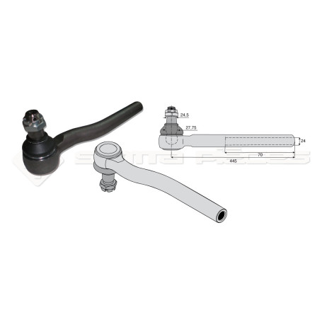 Tirant pour joint axial -- Base cône: 24.5 - Haut cône: 27.75 - Long. Rotule: 445  - Ref. 70611