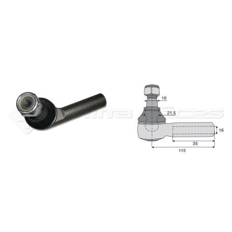 Tirant pour joint axial -- Base cône: 19.9 - Haut cône: 22.11 - Long. Rotule: 115  - Ref. 70535