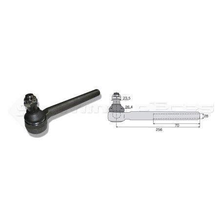 Tirant pour joint axial -- Base cône: 23.5 - Haut cône: 26.4 - Long. Rotule: 256  - Ref. 70173