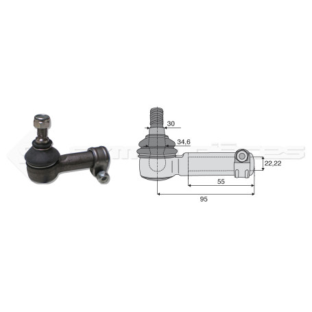 Filetage intérieur -- Base cône: 30 - Haut cône: 34.6 - Long. Rotule: 95 - Diam. Tige: 22.22