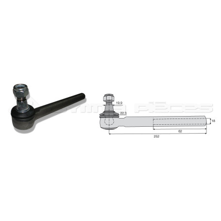 Tirant pour joint axial -- Base cône: 19.9 - Haut cône: 22.3 - Long. Rotule: 252