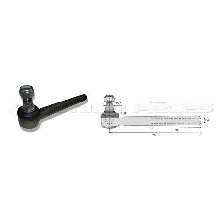 Tirant pour joint axial -- Base cône: 27.1 - Haut cône: 30.3 - Long. Rotule: 240