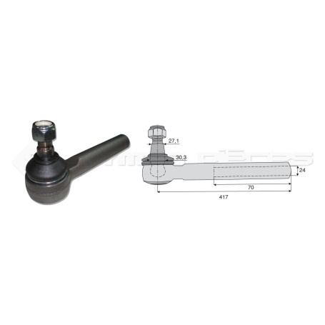 Tirant pour joint axial -- Base cône: 27.1 - Haut cône: 30.3 - Long. Rotule: 417