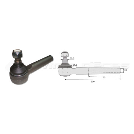 Tirant pour joint axial -- Base cône: 19.3 - Haut cône: 21.5 - Long. Rotule: 200