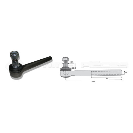 Tirant pour joint axial -- Base cône: 19.9 - Haut cône: 22.3 - Long. Rotule: 330