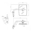 Rétroviseur avec bras D. 235x180 EA98 Ø20 -Diam. du bras : 20 mm -Longueur du bras : 225 mm