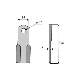 Couteau droit Diam 16,5 Section 35X7 mm