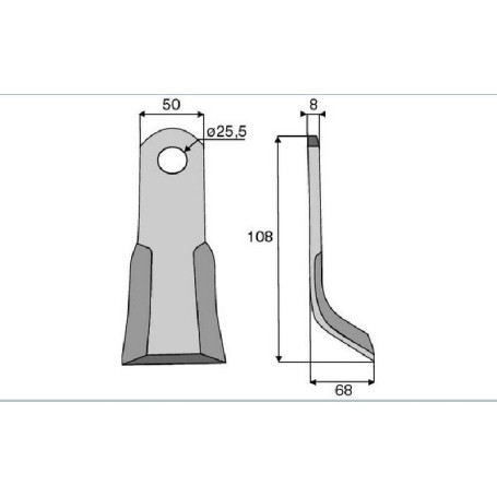 Couteau Y Diam 25,5  Section 50X8 mm